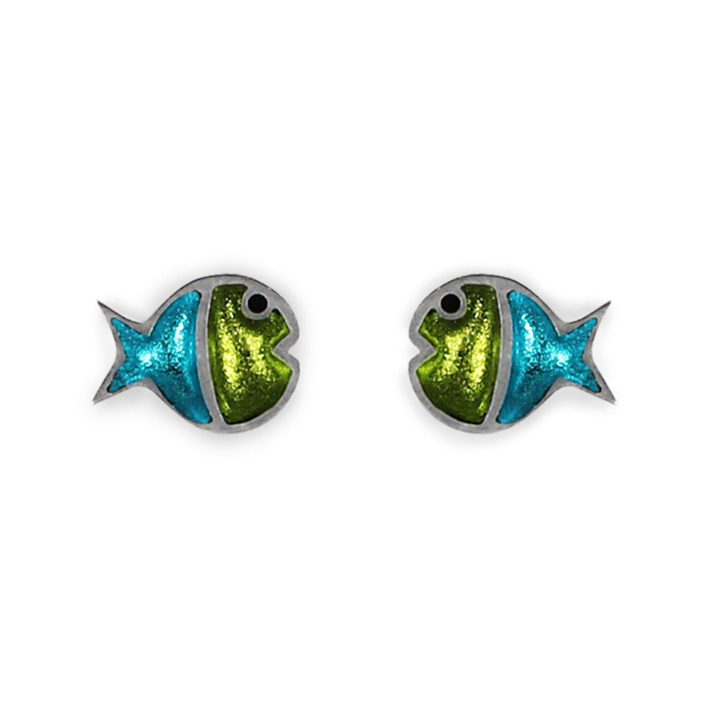 Seaweed Bubble Fish Stripe Shiny Stud Earrings | The Jewellery Stop