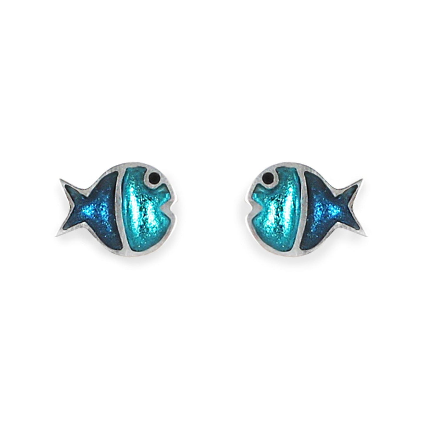 Teal Bubble Fish Stripe Shiny Stud Earrings | The Jewellery Stop