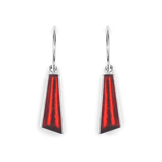 Red Deco Shard Shiny Creole Earrings