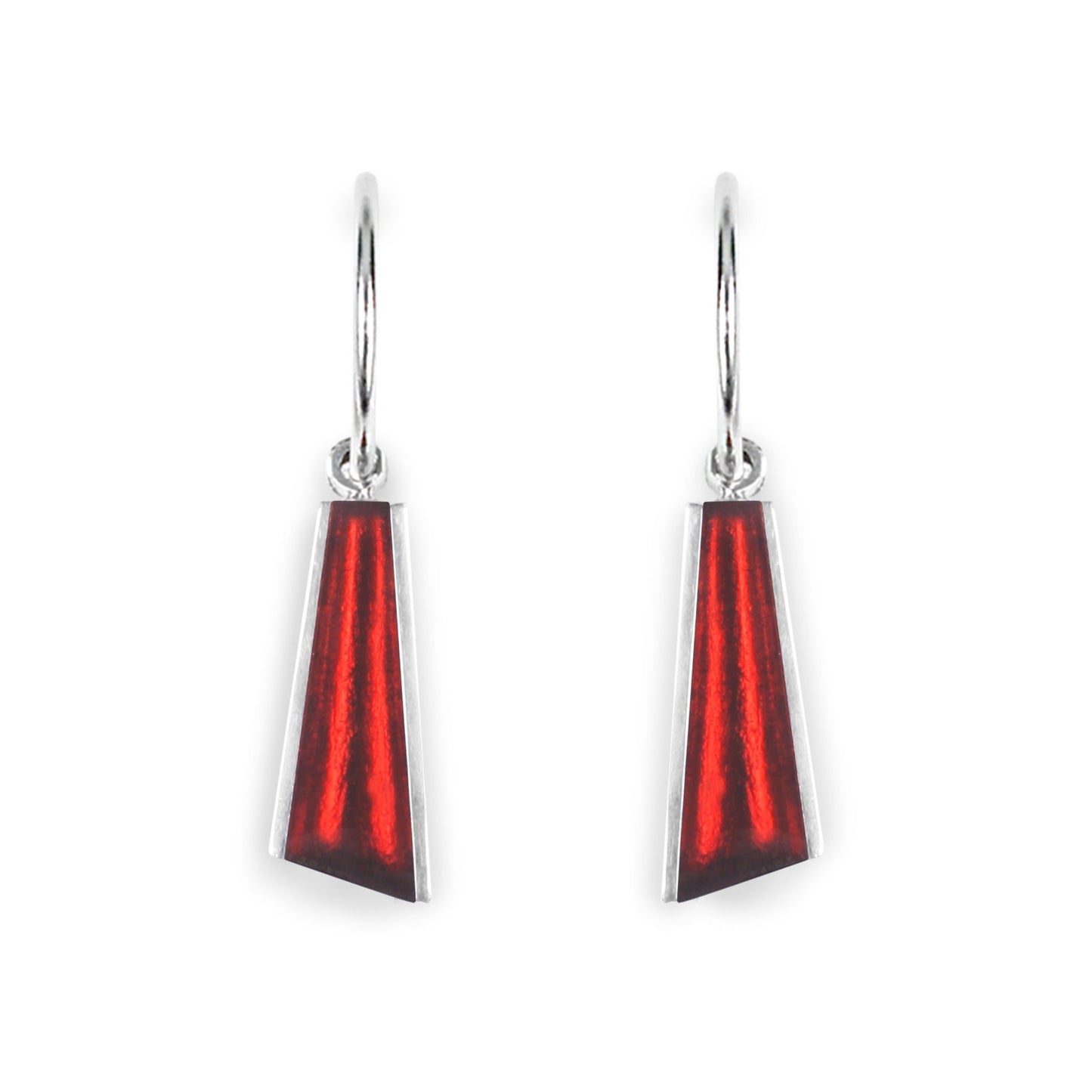 Red Deco Shard Shiny Creole Earrings | The Jewellery Stop