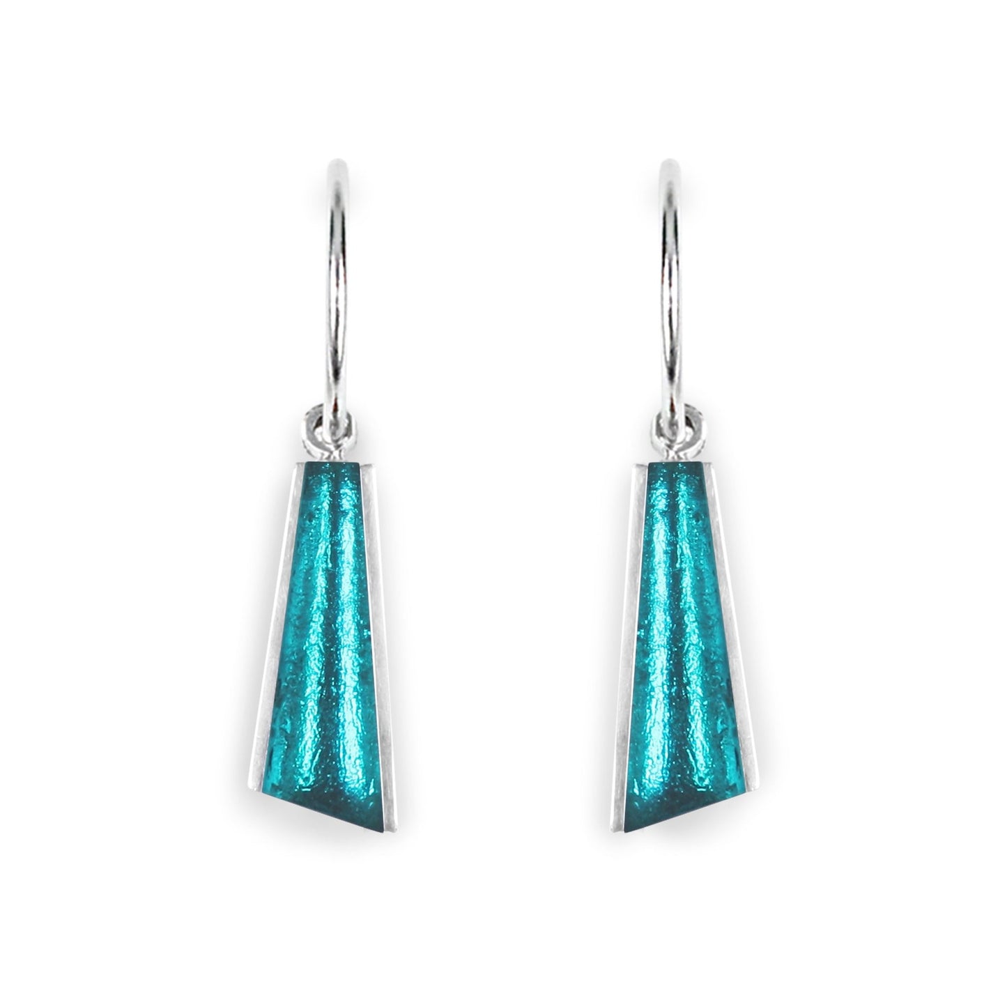 Teal Deco Shard Shiny Creole Earrings | The Jewellery Stop