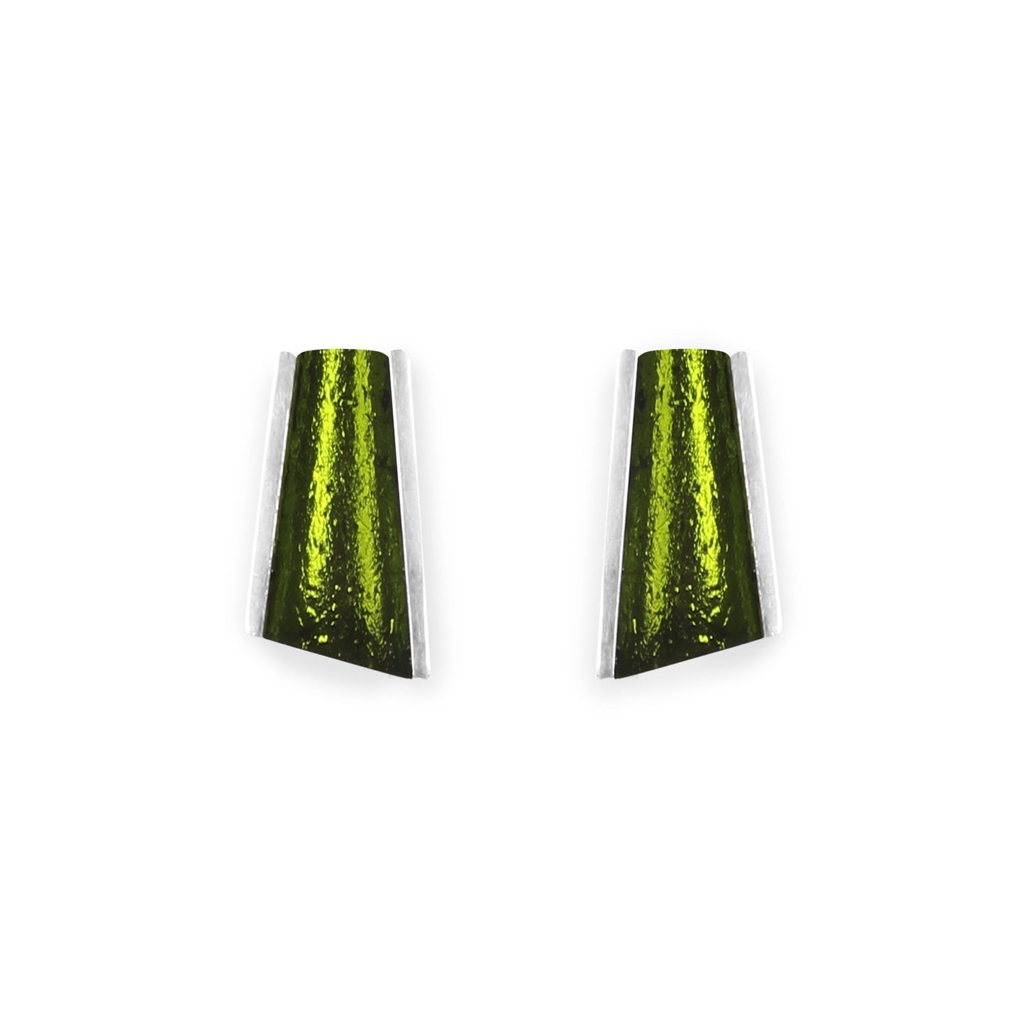 Olive Deco Shard Shiny Stud Earrings | The Jewellery Stop