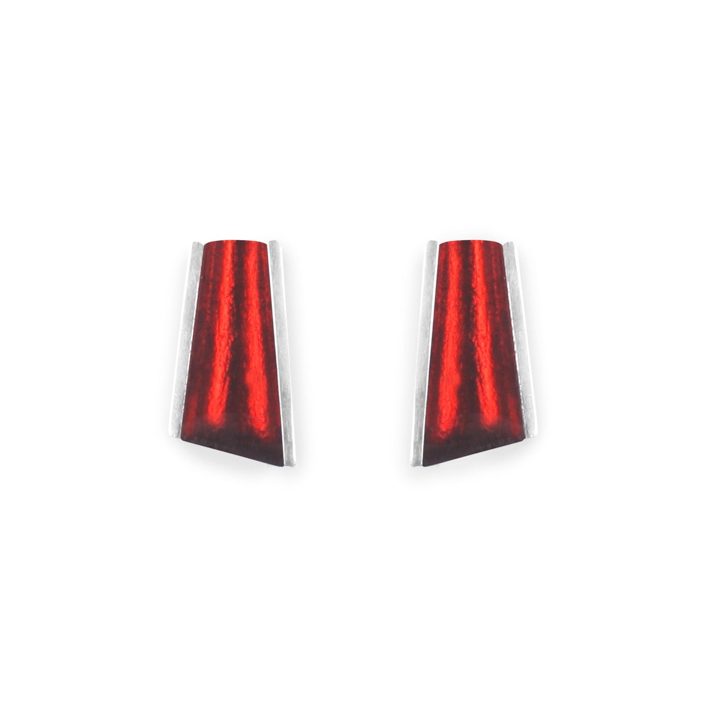 Red Deco Shard Shiny Stud Earrings | The Jewellery Stop