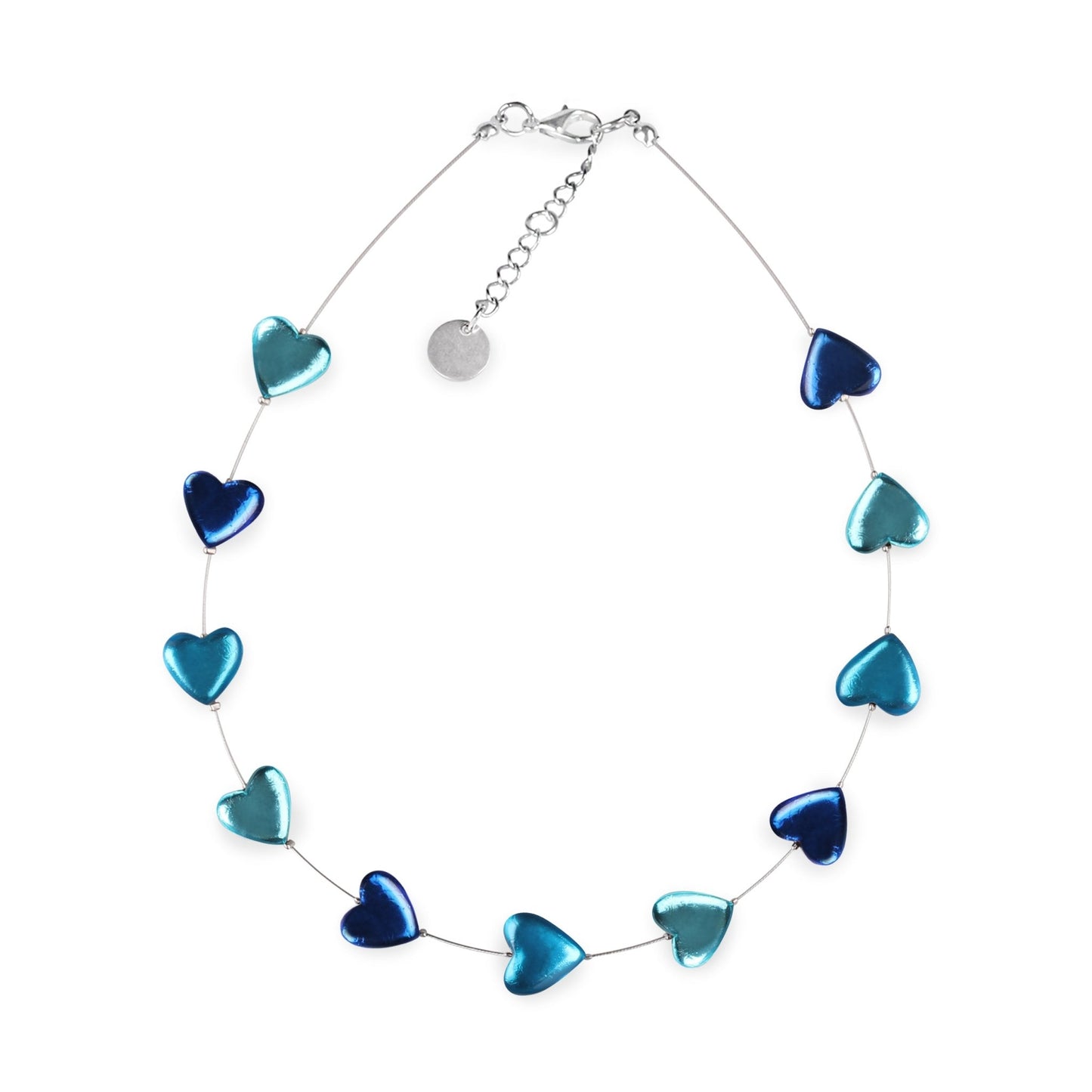 Turquoise Love Heart Shiny Button Necklace | The Jewellery Stop