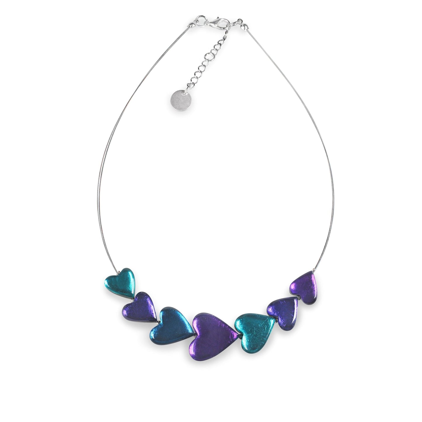 Peacock Love Heart Shiny Trail Necklace | The Jewellery Stop