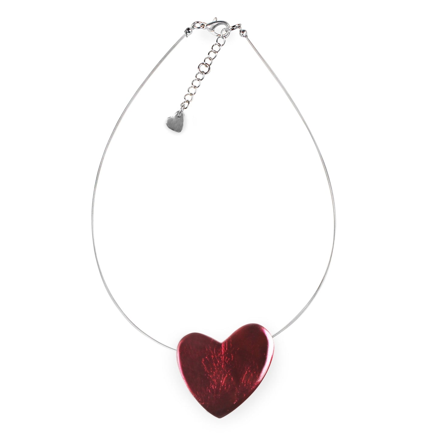 Pink Love Heart Shiny Pendant on Wire | The Jewellery Stop