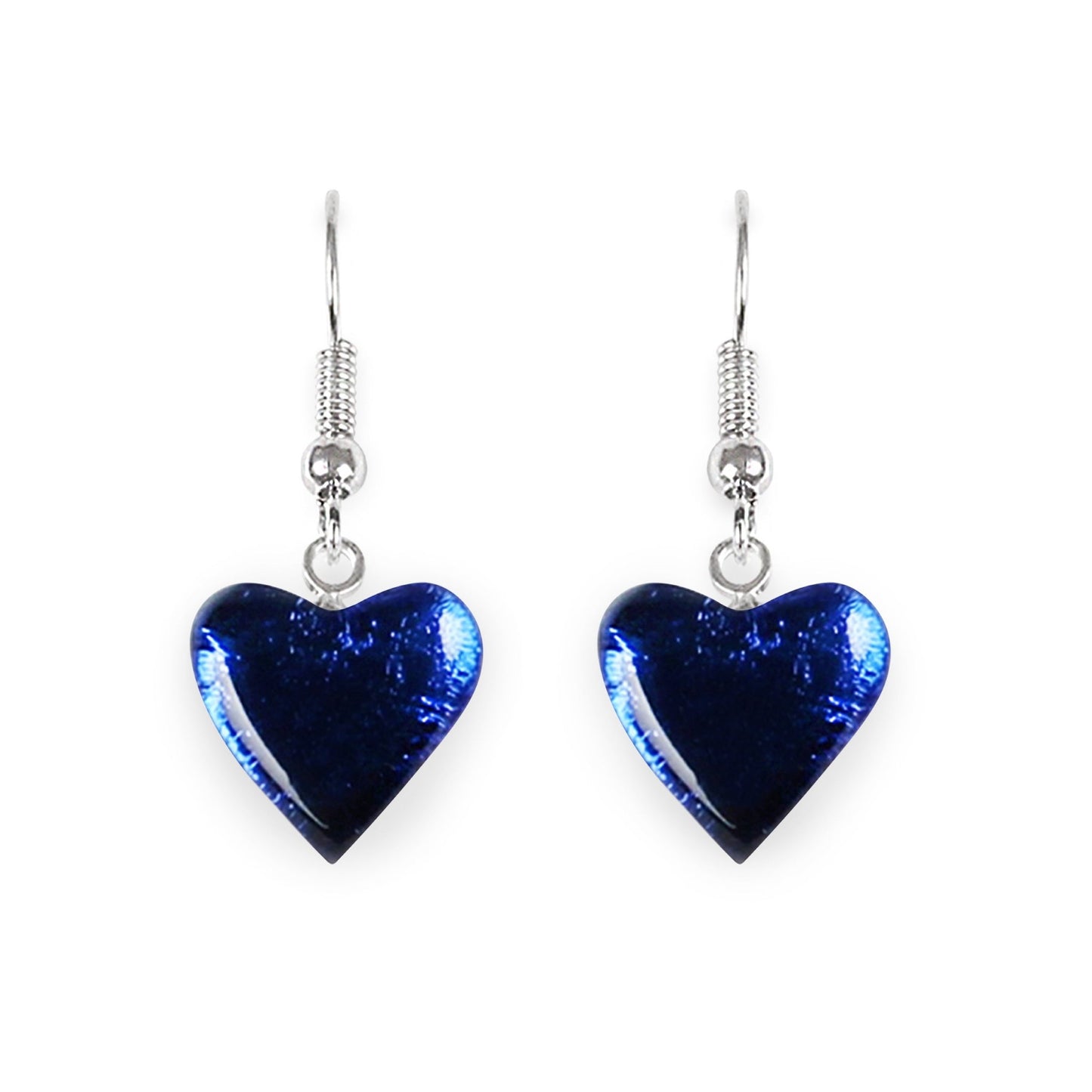Azure Love Heart Shiny Fish Hook Earrings | The Jewellery Stop