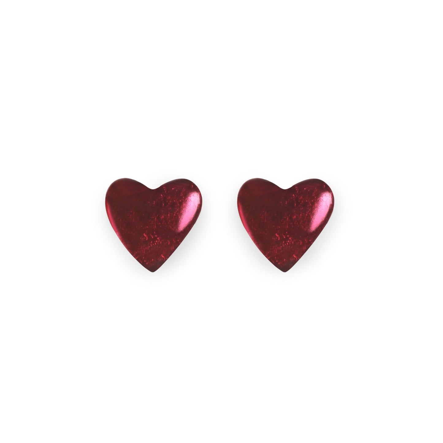 Pink Love Heart Shiny Stud Earrings | The Jewellery Stop