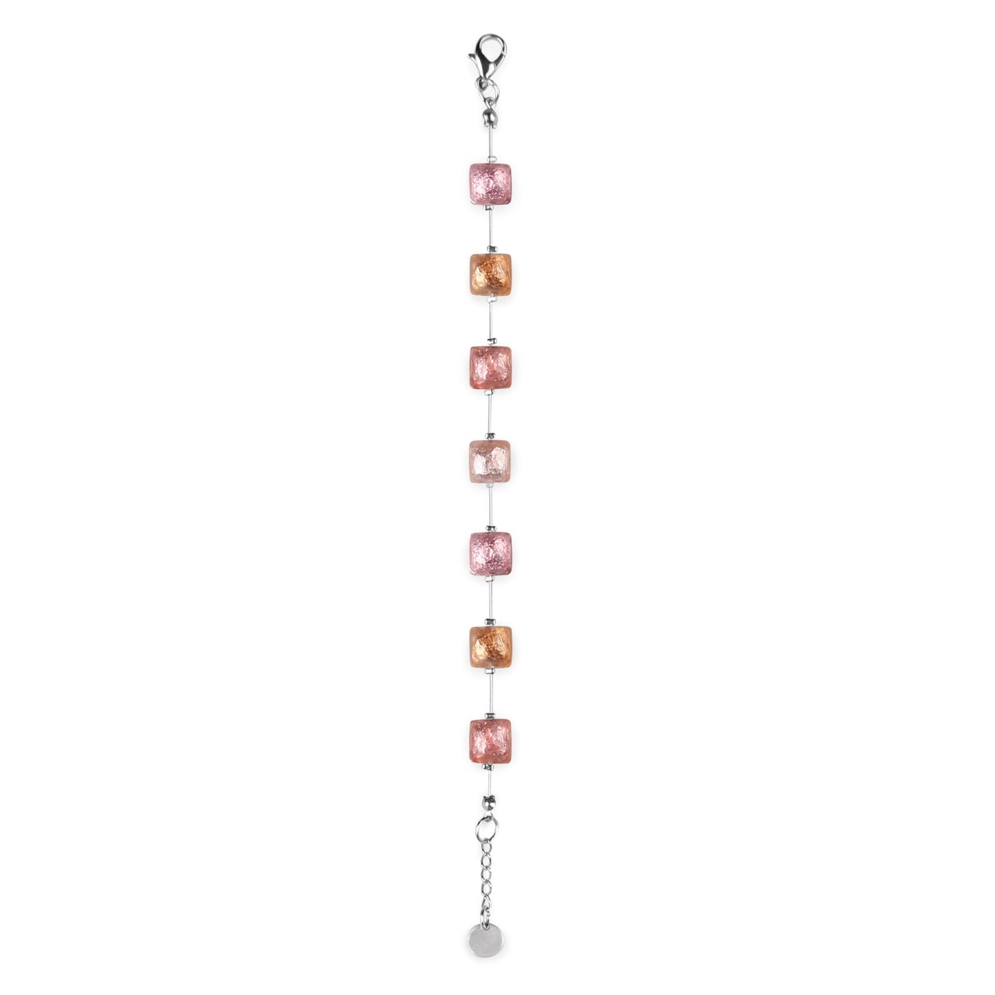 Coral Cabouchon Squares Shiny Bracelet | The Jewellery Stop