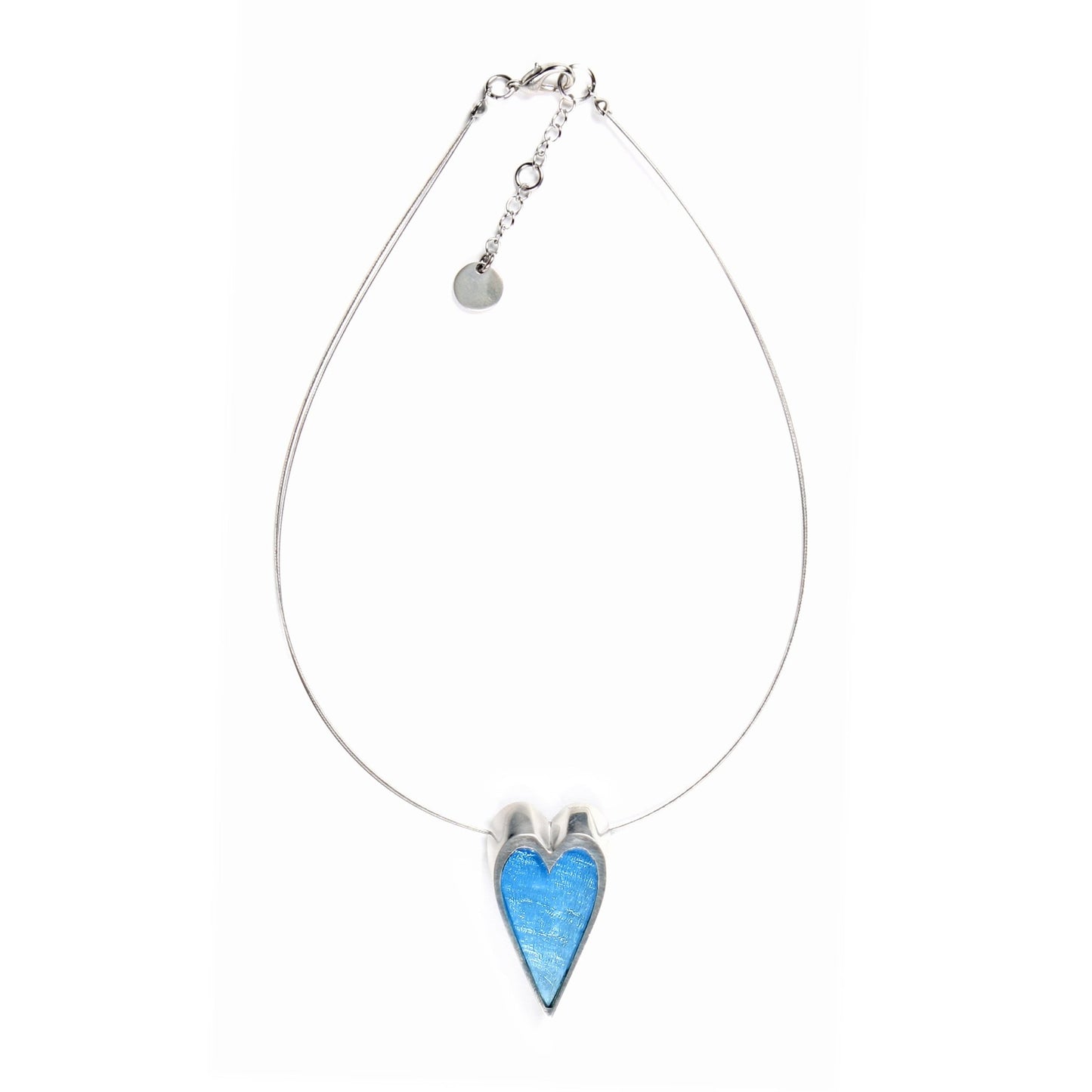Denim Sliced Pewter Shiny Heart Pendant | The Jewellery Stop