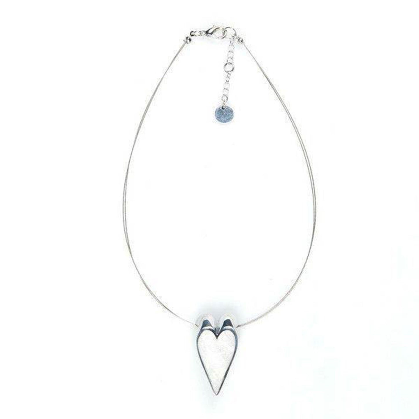 White Sliced Pewter Shiny Heart Pendant | The Jewellery Stop