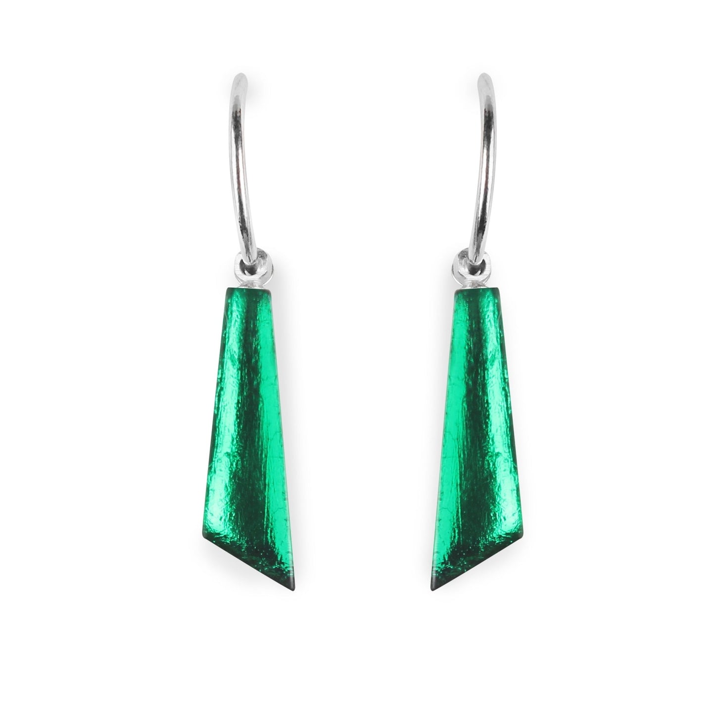 Emerald Icicle Shiny Short Creole Earrings | The Jewellery Stop