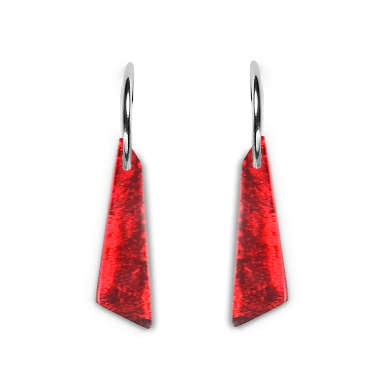 Red Icicle Shiny Short Creole Earrings | The Jewellery Stop