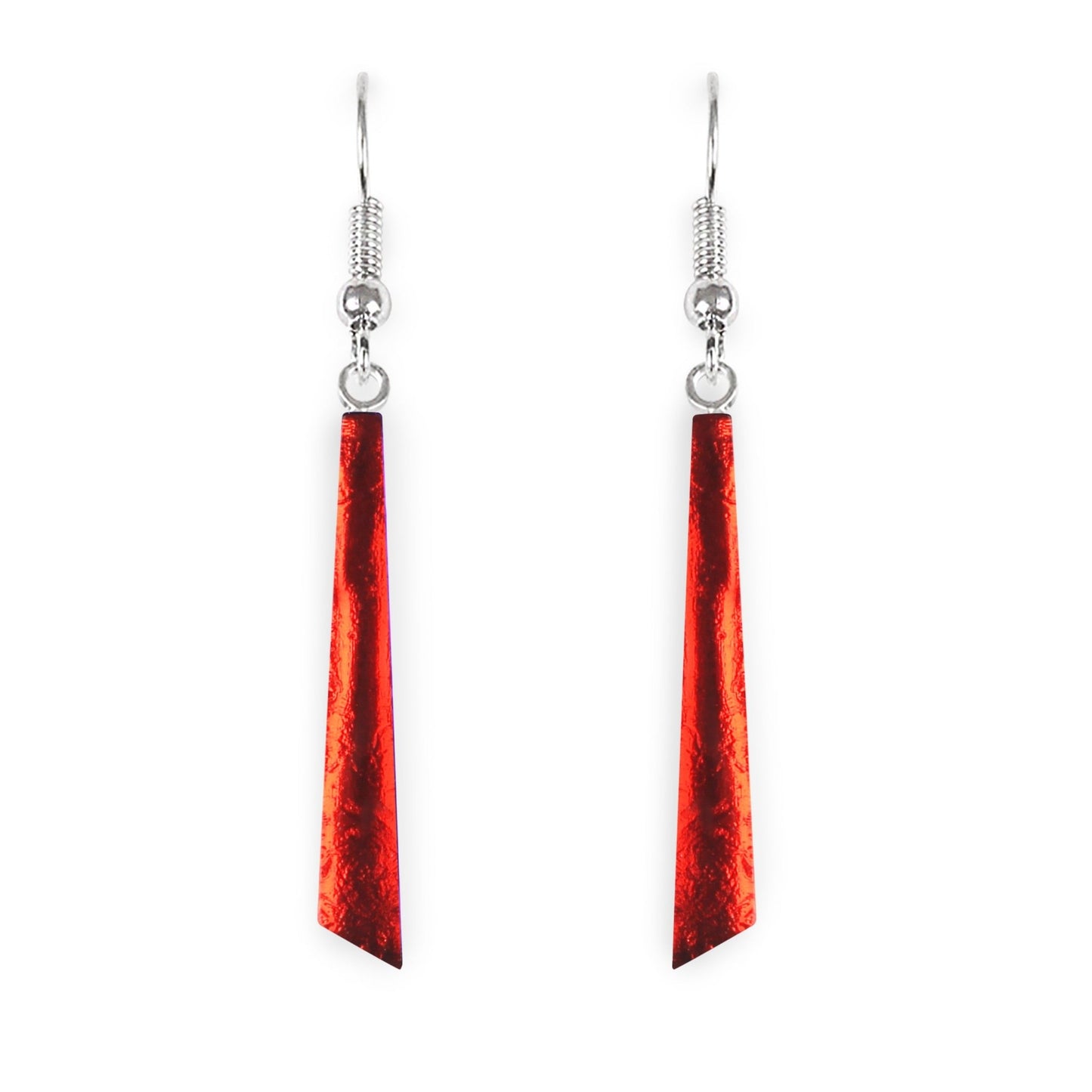 Red Icicle Shiny Long Fish Hook Earrings | The Jewellery Stop