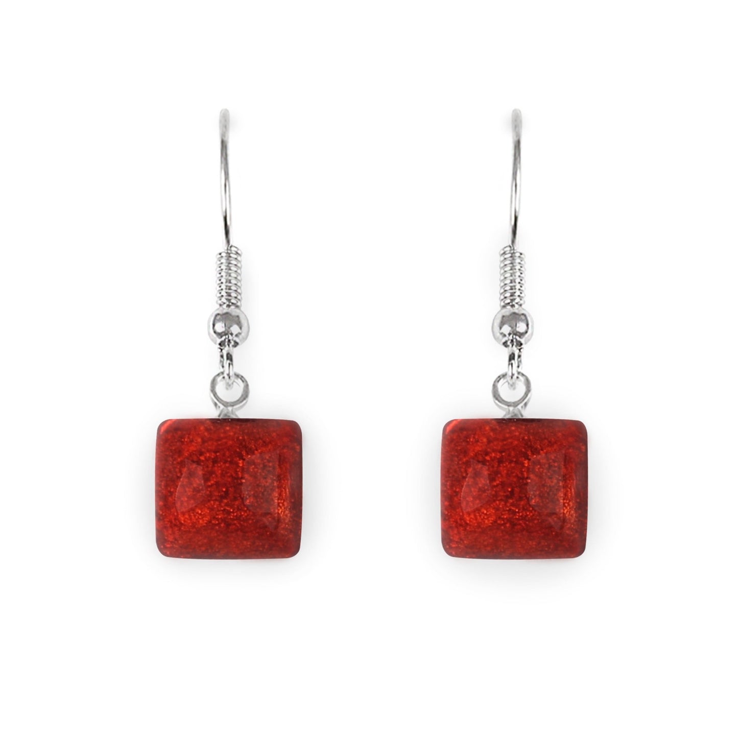 Maple Cabouchon Squares Shiny Fish Hook Earrings | The Jewellery Stop