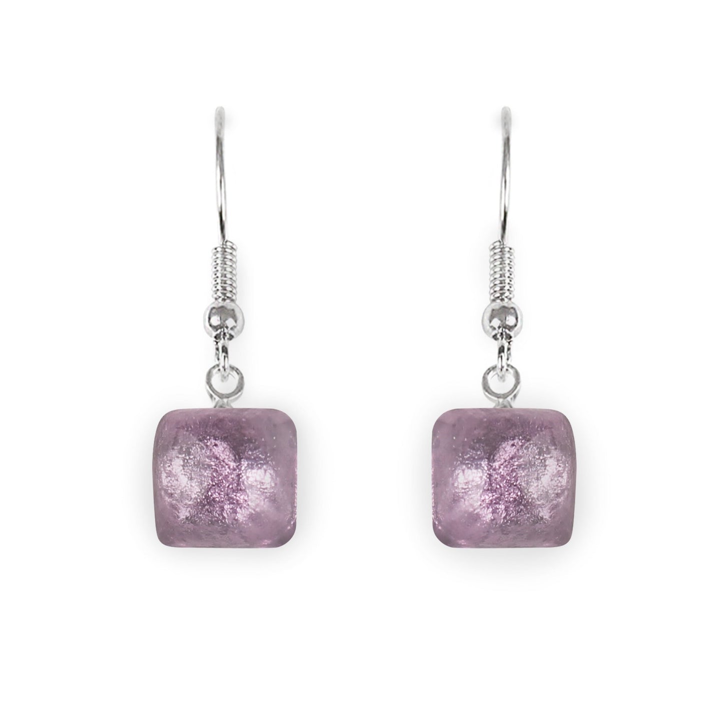 Rainbow Cabouchon Squares Shiny Fish Hook Earrings | The Jewellery Stop