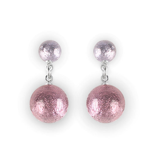 Blush Cabouchon Shiny Double Drop Stud Earrings | The Jewellery Stop