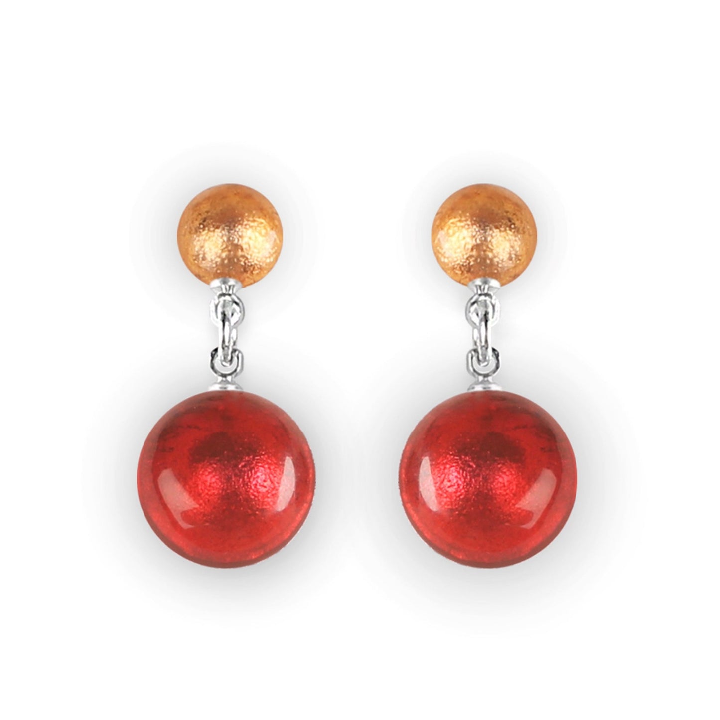 Chilli Cabouchon Shiny Double Drop Stud Earrings | The Jewellery Stop