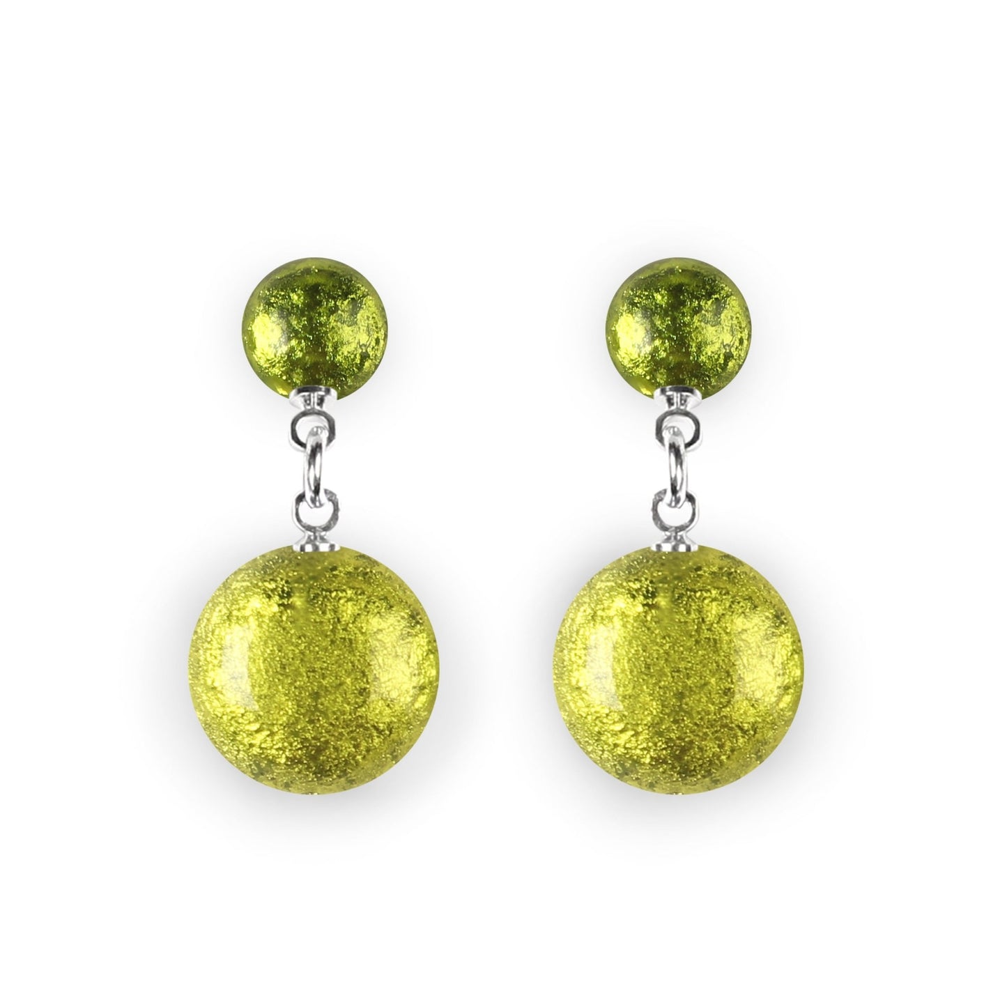 Citrus Cabouchon Shiny Double Drop Stud Earrings | The Jewellery Stop