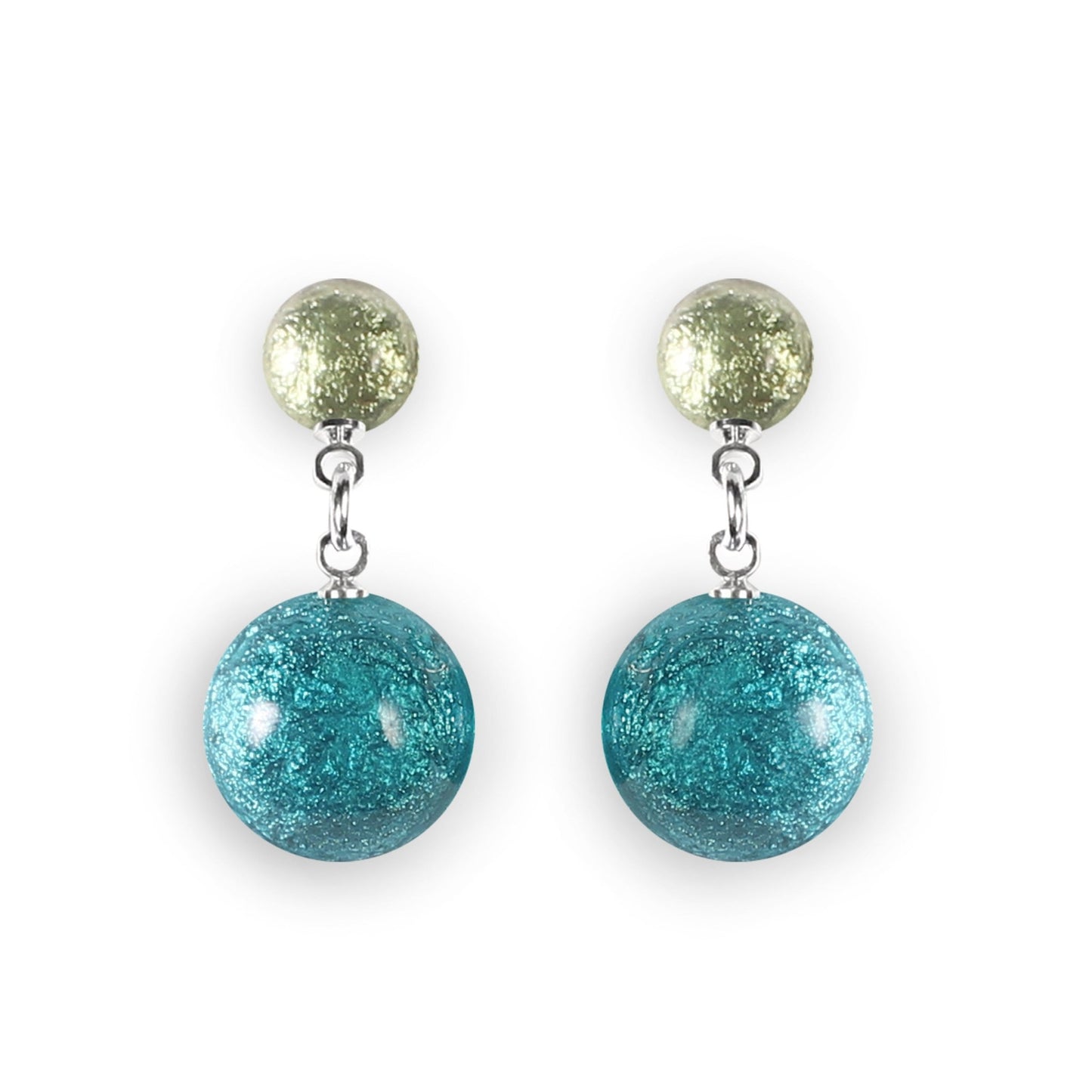 Everglade Cabouchon Shiny Double Drop Stud Earrings | The Jewellery Stop