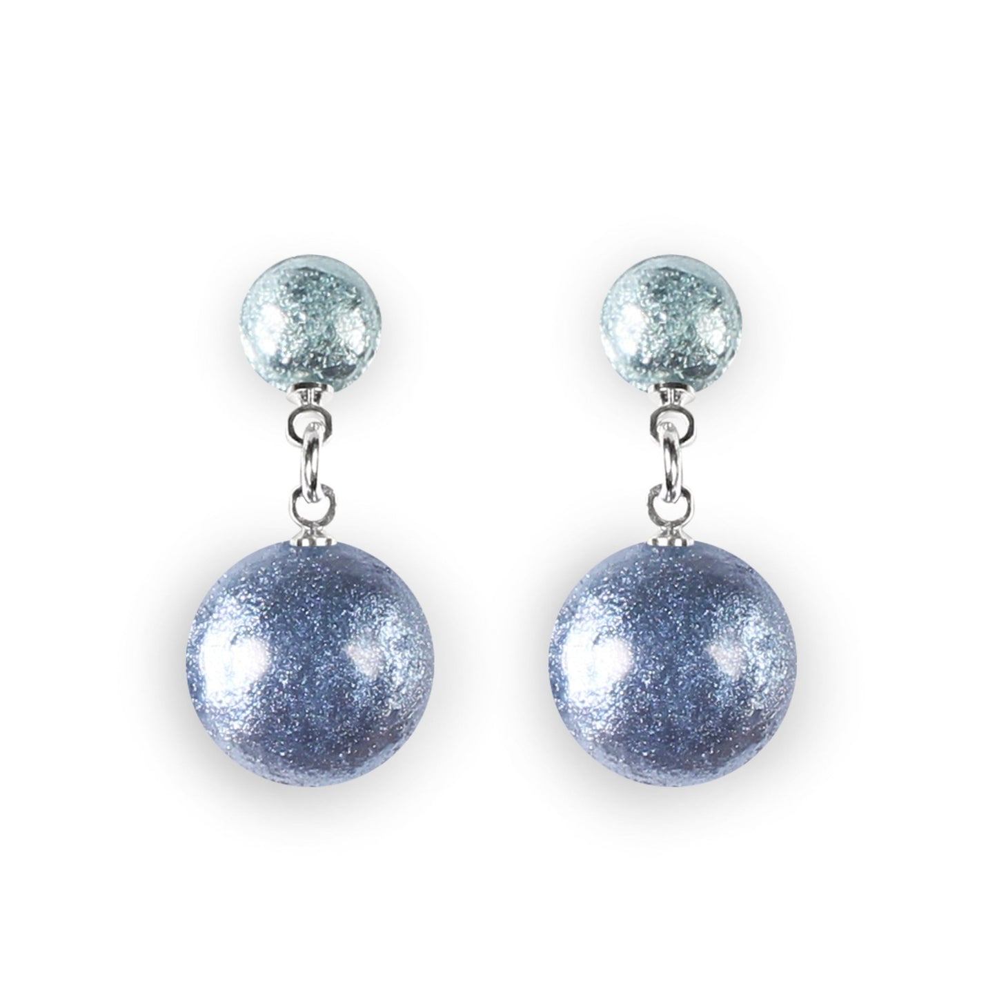 Lupin Cabouchon Shiny Double Drop Stud Earrings | The Jewellery Stop
