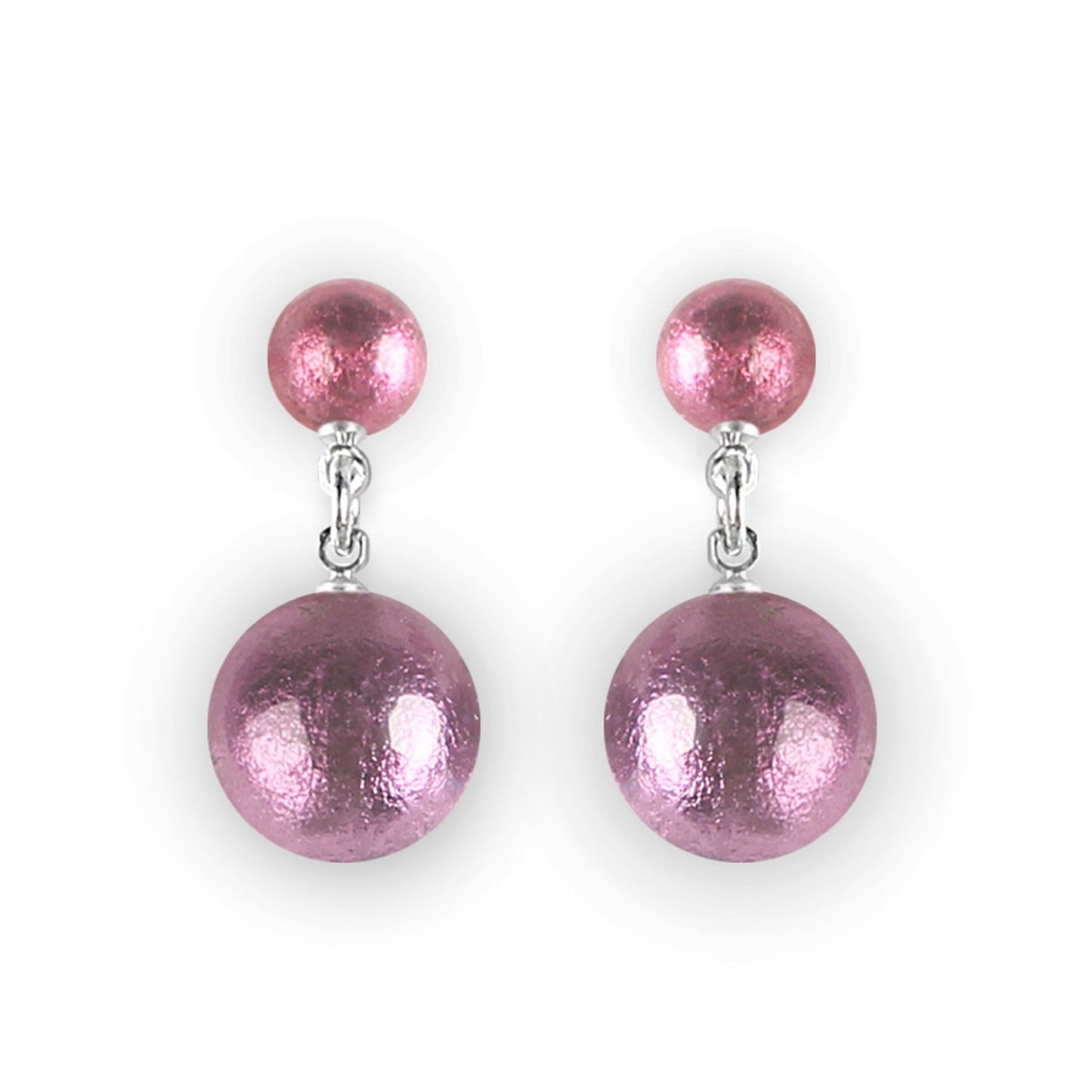 Rainbow Cabouchon Shiny Double Drop Stud Earrings | The Jewellery Stop