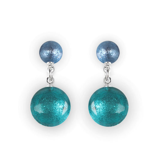 Riviera Cabouchon Shiny Double Drop Stud Earrings | The Jewellery Stop