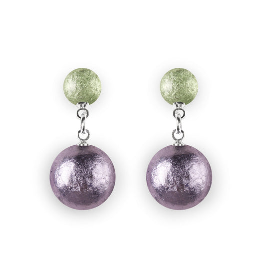 Sherbet Cabouchon Shiny Double Drop Stud Earrings | The Jewellery Stop