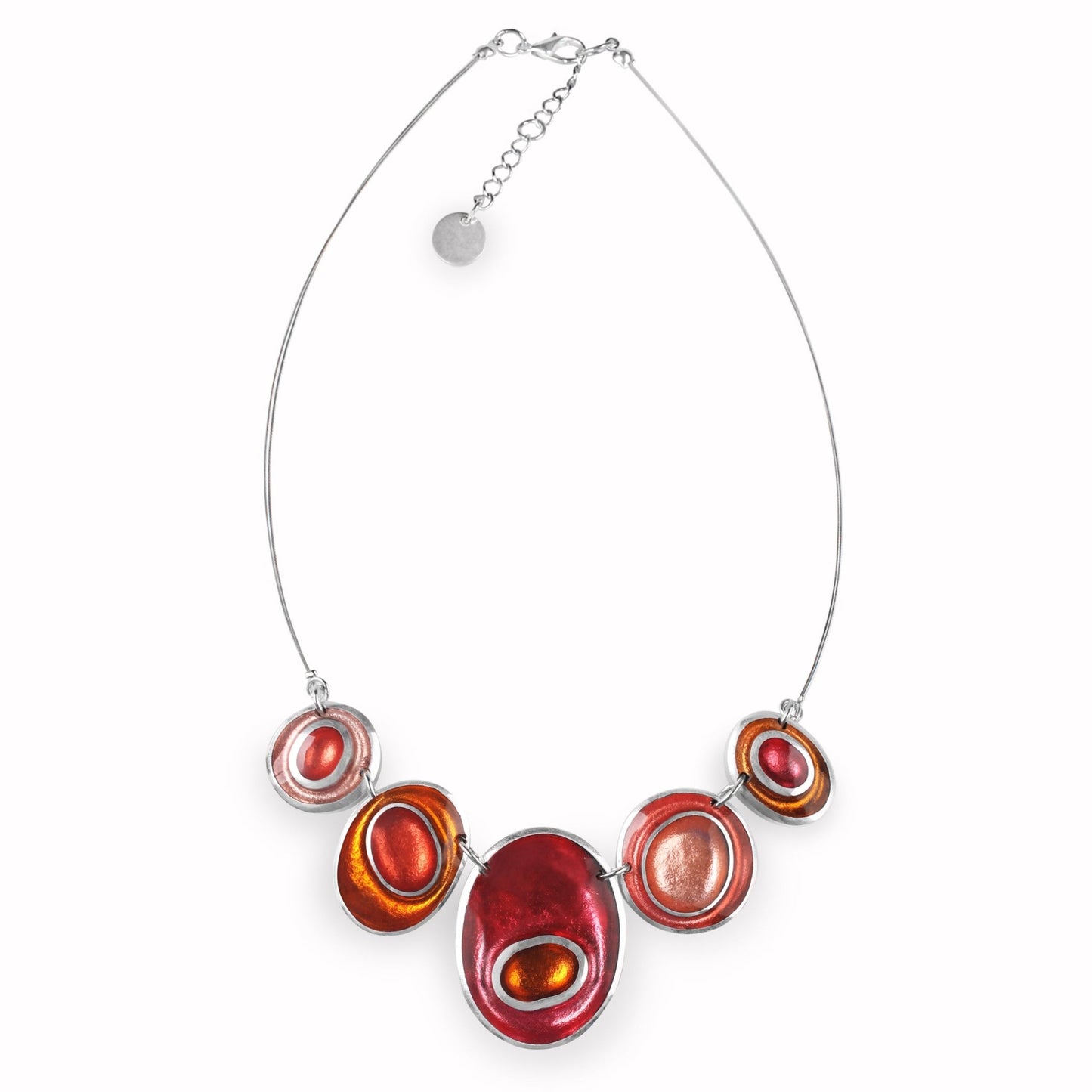 Coral Organic Circles Shiny Necklace | The Jewellery Stop