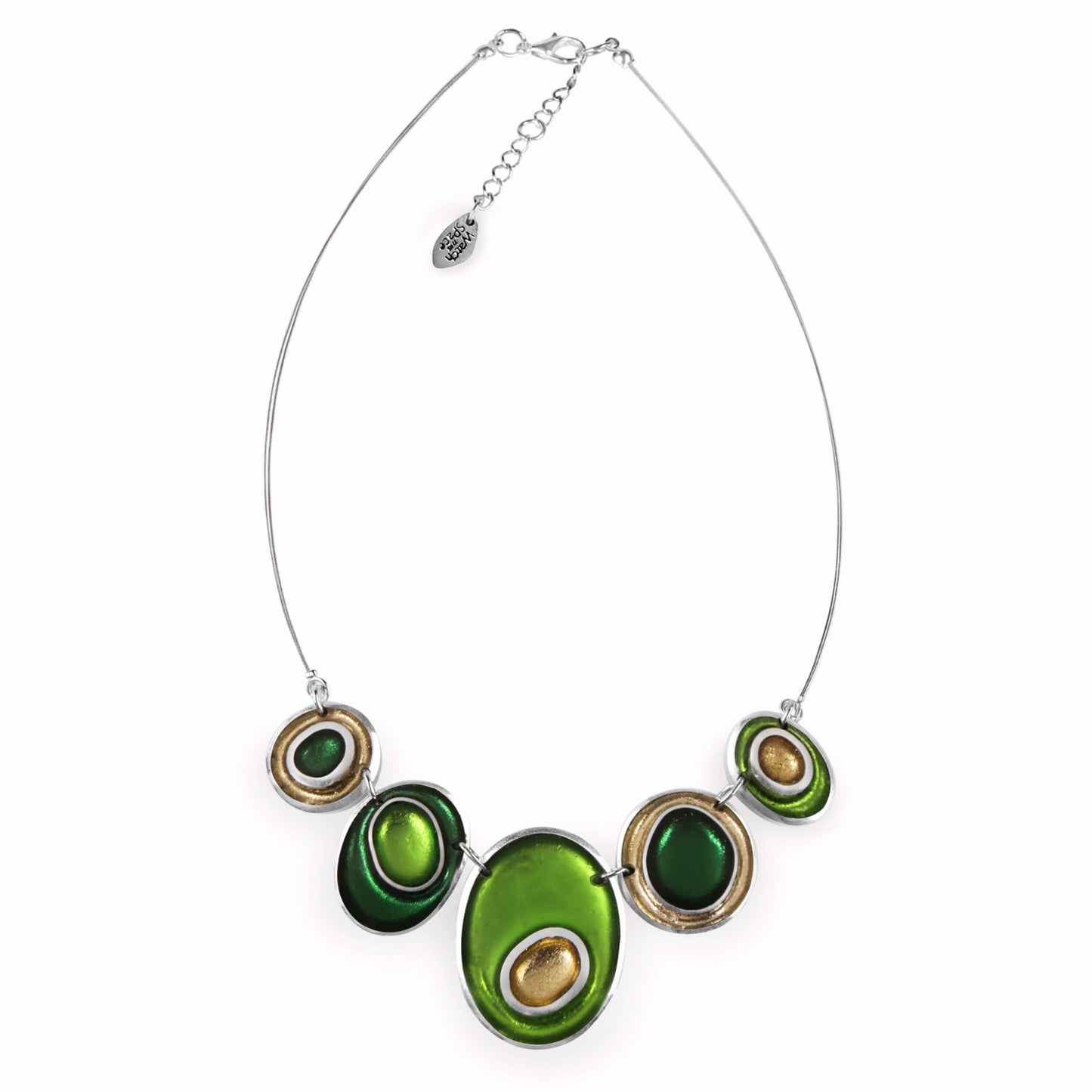 Kiwi Organic Circles Shiny Necklace | The Jewellery Stop