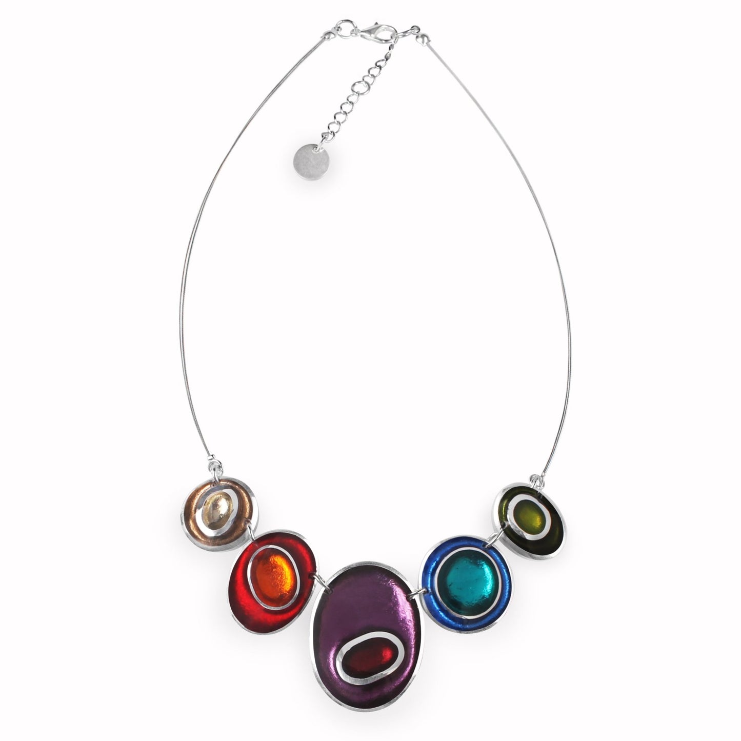 Rainbow Organic Circles Shiny Necklace | The Jewellery Stop