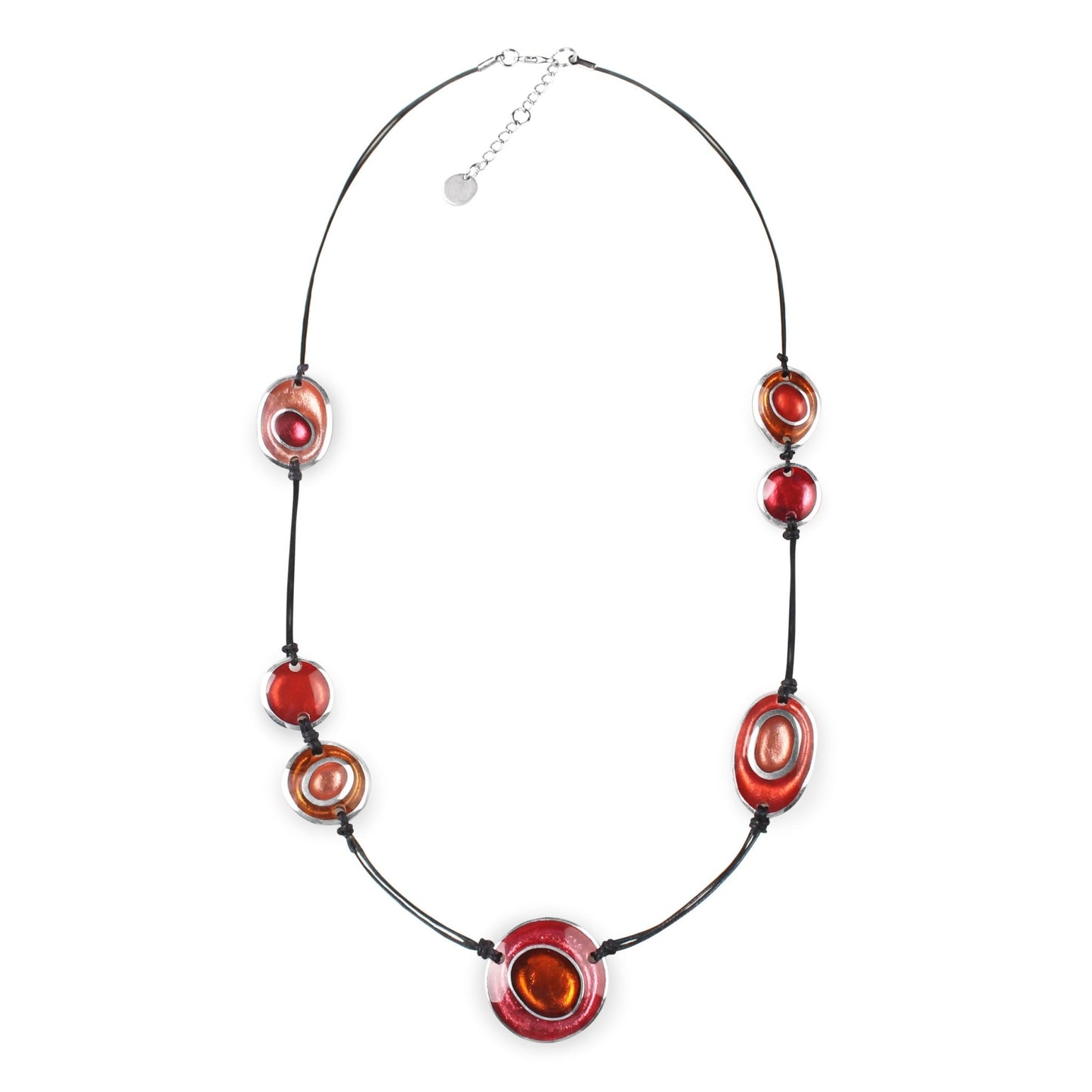 Coral Organic Circles Shiny Long Necklace | The Jewellery Stop