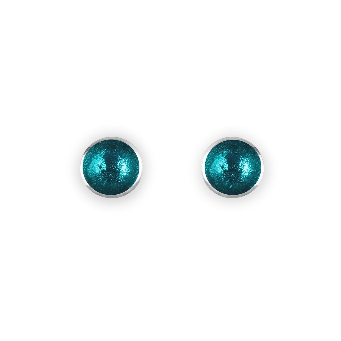 Teal Organic Circles Shiny Small Stud Earrings | The Jewellery Stop