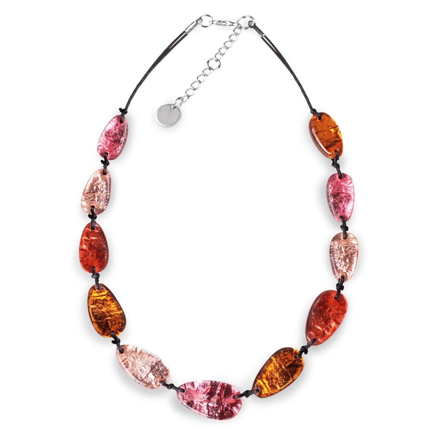 Coral Aztec Nuggets Double Shiny & Matte back Necklace | The Jewellery Stop