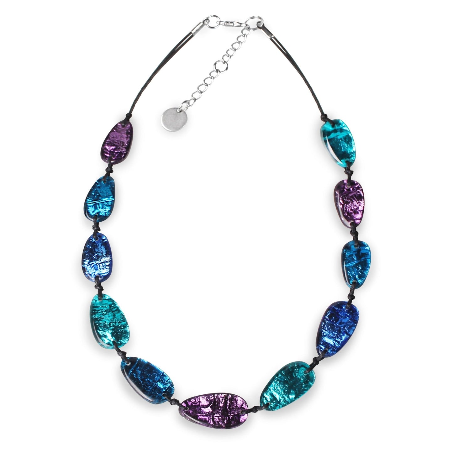 Peacock Aztec Nuggets Double Shiny & Matte back Necklace | The Jewellery Stop