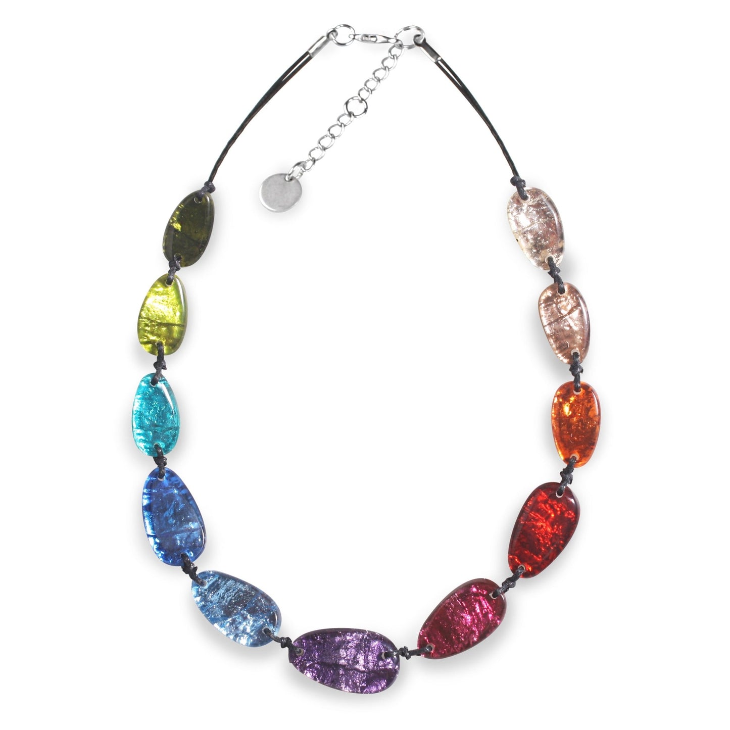 Rainbow Aztec Nuggets Double Shiny & Matte back Necklace | The Jewellery Stop