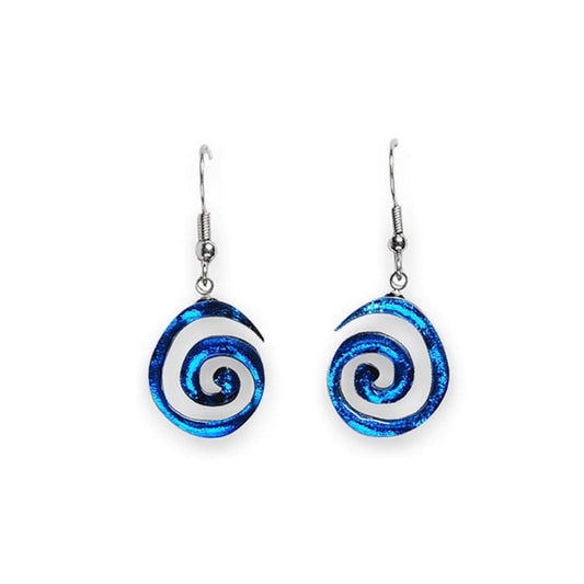 Azure Spirals Shiny Fish Hook Earrings | The Jewellery Stop