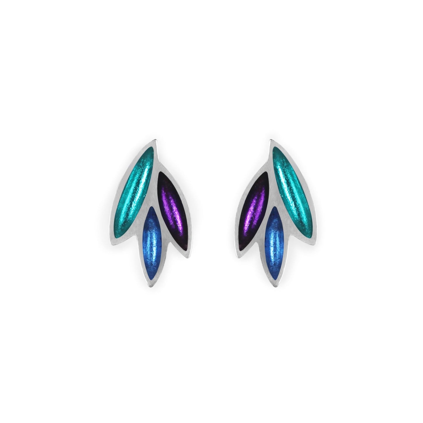 Peacock Bamboo Shoot Shiny Clip Earrings | The Jewellery Stop
