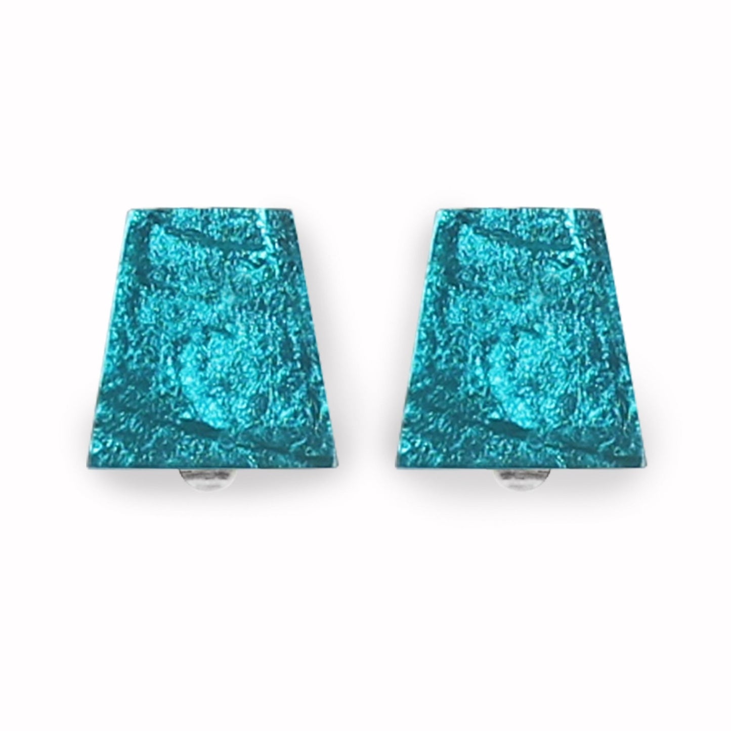 Teal Aztec Shiny Clip Earrings | The Jewellery Stop