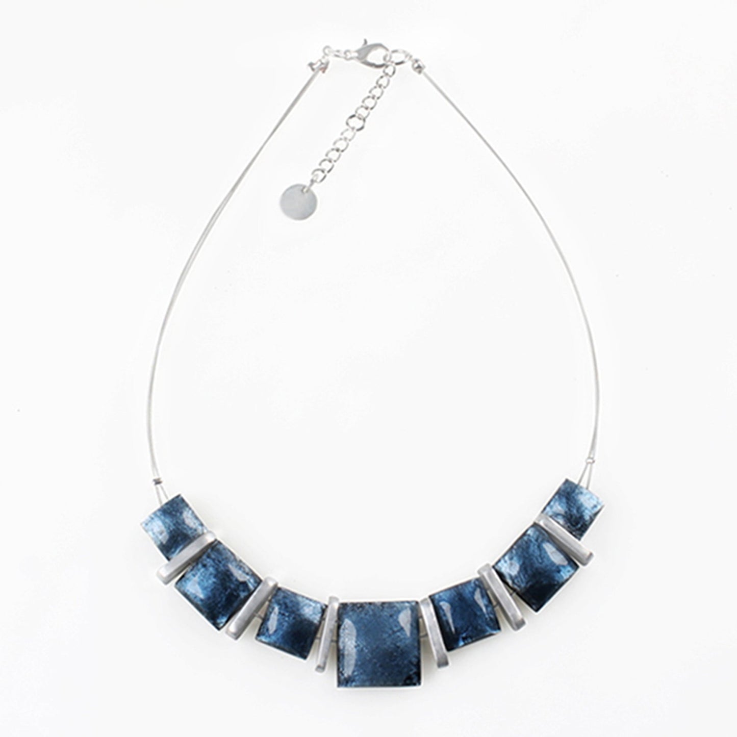 Denim Antique Square Shiny Necklace | The Jewellery Stop