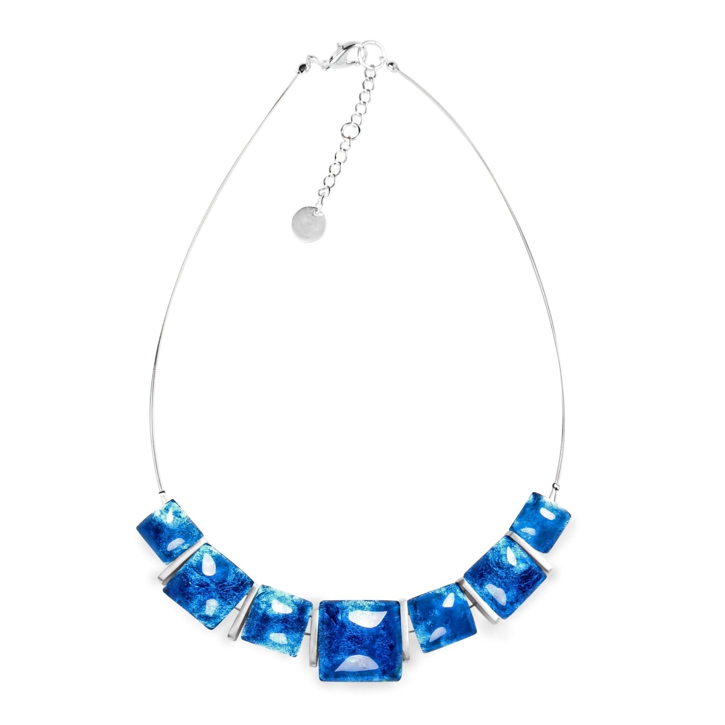Navy Antique Square Shiny Necklace | The Jewellery Stop