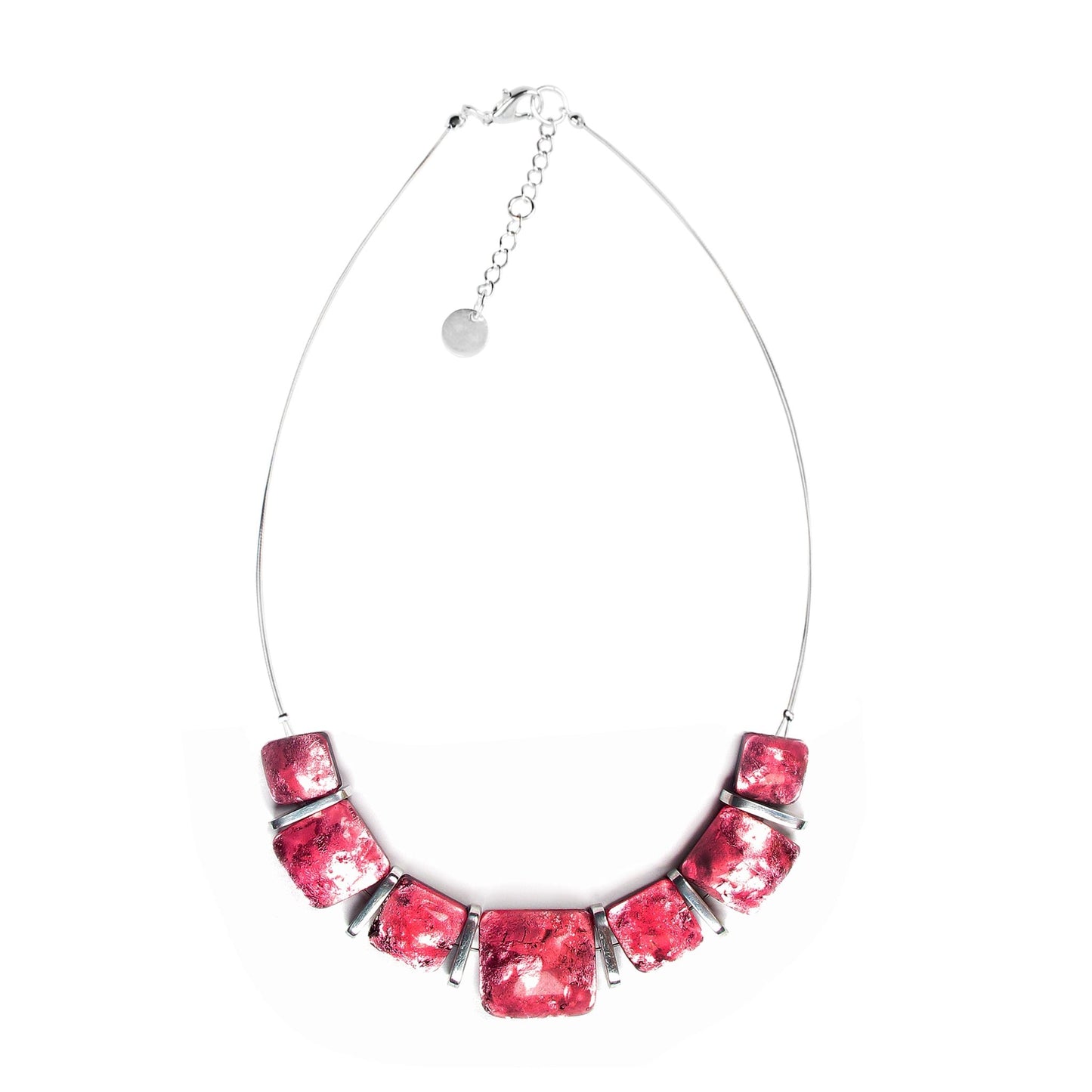 Pink Antique Square Shiny Necklace | The Jewellery Stop