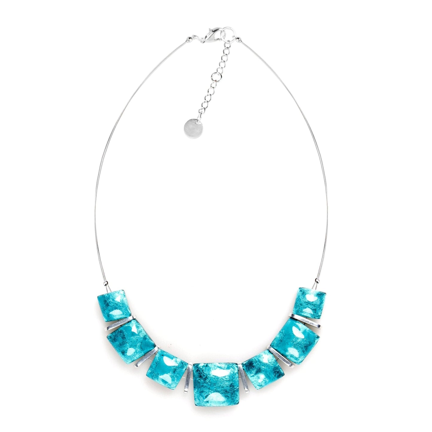 Teal Antique Square Shiny Necklace | The Jewellery Stop