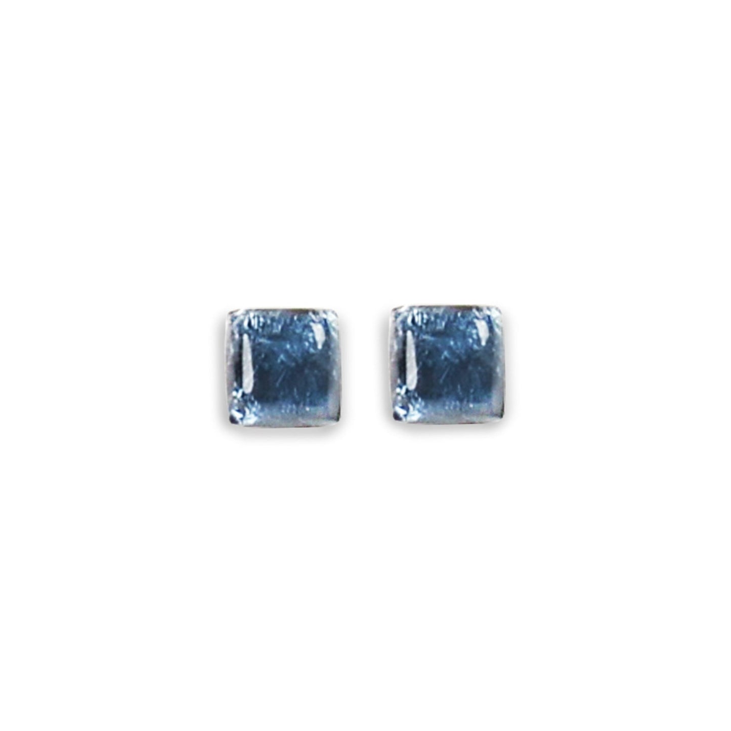 Denim Antique Square Shiny Small Stud Earrings | The Jewellery Stop