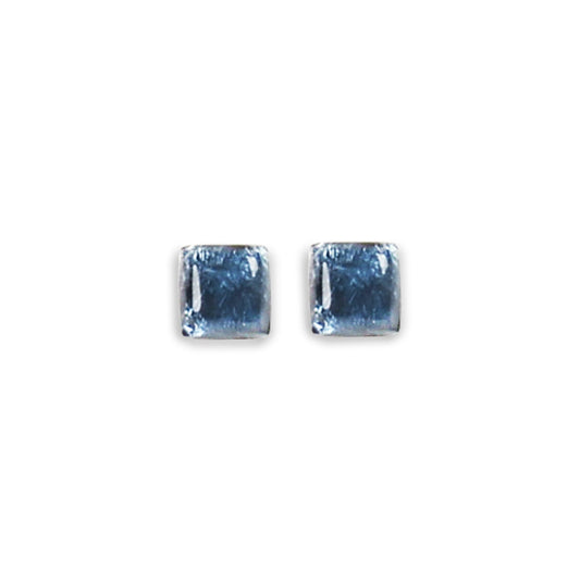 Denim Antique Square Shiny Small Stud Earrings | The Jewellery Stop