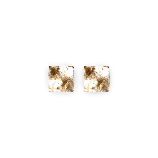 Gold Antique Square Shiny Small Stud Earrings | The Jewellery Stop