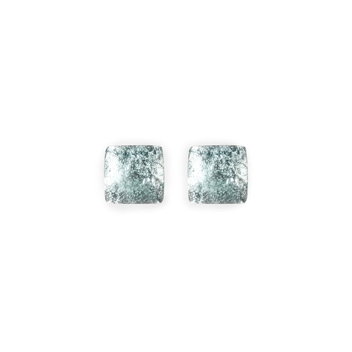 Mint Antique Square Shiny Small Stud Earrings | The Jewellery Stop