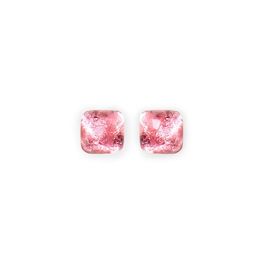 Rose Antique Square Shiny Small Stud Earrings | The Jewellery Stop