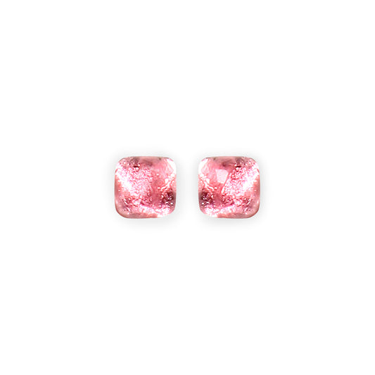 Rose Antique Square Shiny Small Stud Earrings
