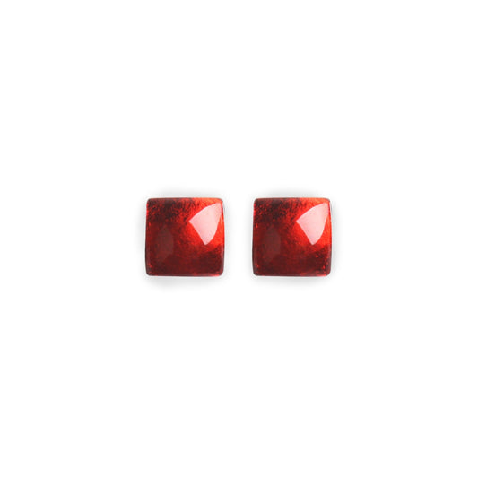 Scarlet Antique Square Shiny Small Stud Earrings | The Jewellery Stop